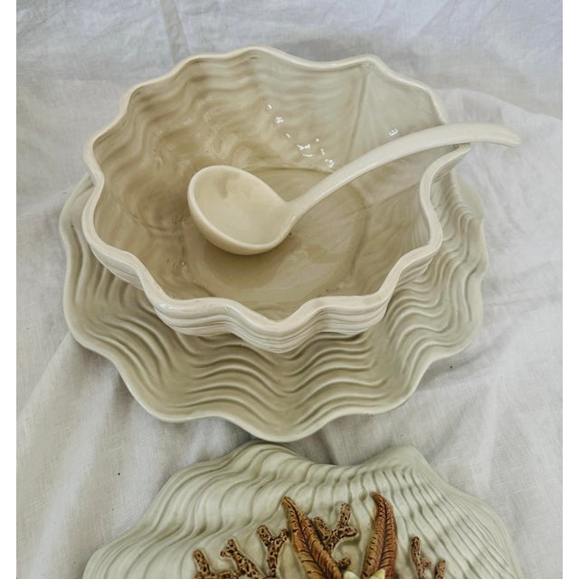 Fitz and Floyd Fitz & Floyd "Shell" Soup Tureen W/Lid, Laddle, & Underplate a Set For Sale - Image 4 of 12