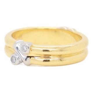 Tiffany & Co. 18k Gold & Diamond Signature X Band Ring For Sale