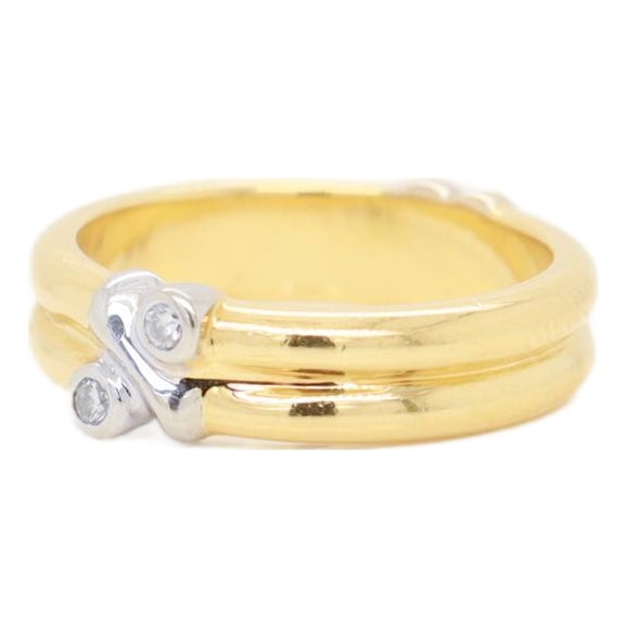 Tiffany & Co. 18k Gold & Diamond Signature X Band Ring For Sale