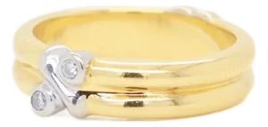 Tiffany & Co. 18k Gold & Diamond Signature X Band Ring