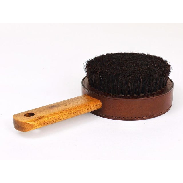 Brown Austrian Hand Mirror in Walnut and Leather by Carl Auböck, 1950s For Sale - Image 8 of 18