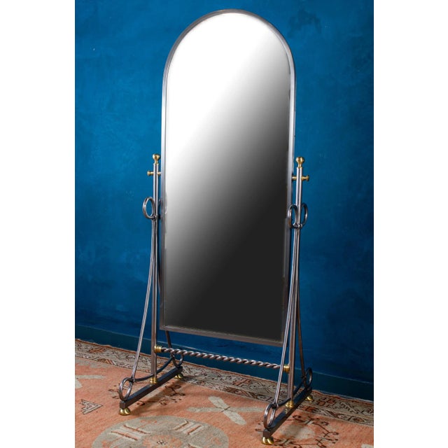 Italian Steel Psyche Mirror by Alberto Orlandi, 1970s For Sale - Image 3 of 14