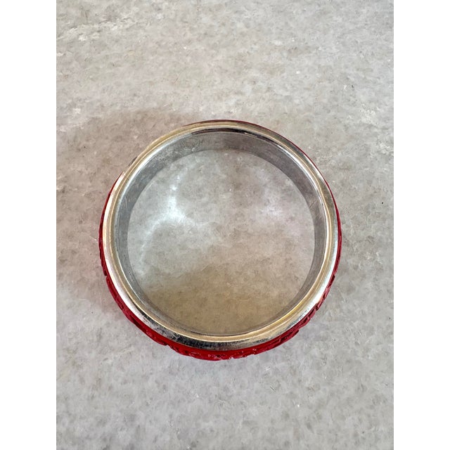 Antique, Cinnabar and Sterling Silver Bangle Bracelet.