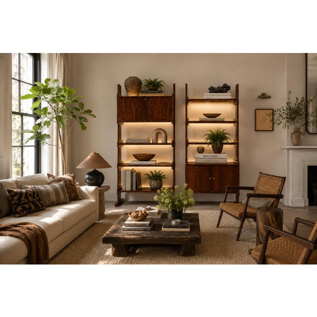 Mid-Century Modern Pair of Brazilian Modern Adjustable Bookshelves With Cabinets in Rosewood, Brazil, 1960s For Sale - Image 3 of 17
