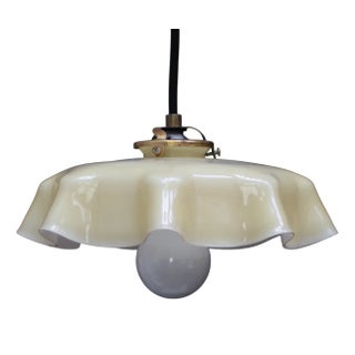 French Yellow Opaline Glass Pendant Lamp For Sale