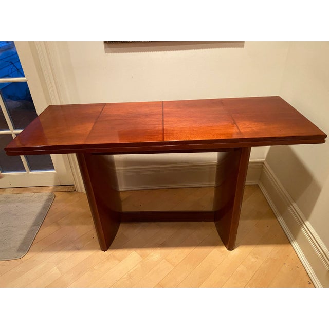 Wood Mid 20th Century Mid Century Art Deco Mahogany Console and Convertible Dining Table For Sale - Image 7 of 8