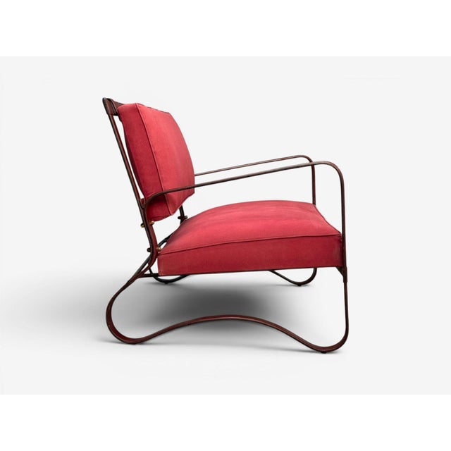 Jacques Adnet, Rare Two Seater Sofas, Leather, Steel, France, 1950s For Sale - Image 11 of 15