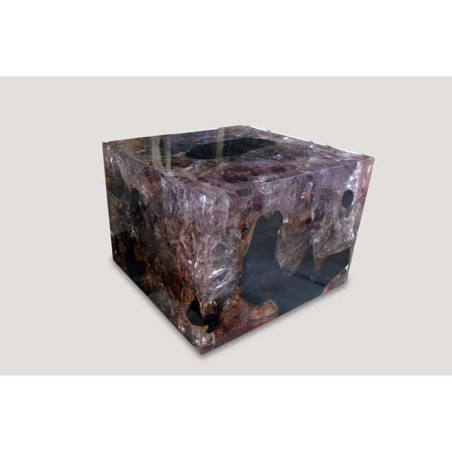 Wood Andrianna Shamaris Cracked Resin and Teak Wood Coffee Table For Sale - Image 7 of 18