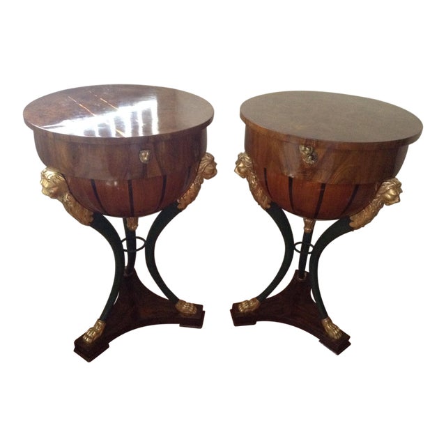Late 19th Century Vintage Empire Half Globe Side Tables- A Pair For Sale
