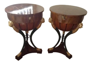 Late 19th Century Vintage Empire Half Globe Side Tables- A Pair