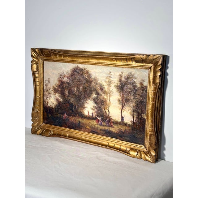 After Jean-Baptiste Camille Corot, Dance of the Nymphs, 19th Century, Oil Painting on Canvas, Framed For Sale - Image 4 of 14