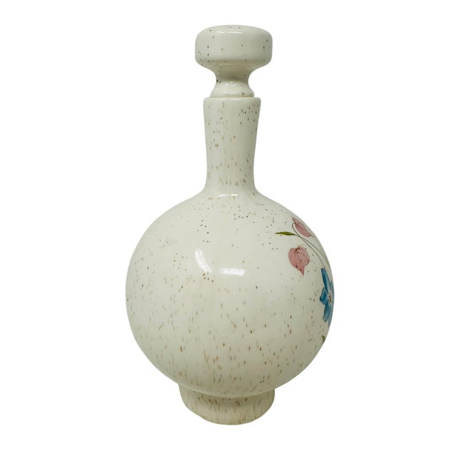 Offered is an incredibly rare, undocumented vintage 1970s studio ceramic globe decanter and matching mushroom stopper from...