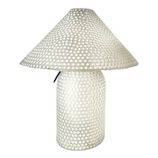 Mid-Century White Textured Glass Table Lamp from Peill & Putzler, Germany, 1970s For Sale