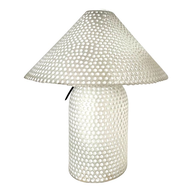 Mid-Century White Textured Glass Table Lamp from Peill & Putzler, Germany, 1970s For Sale