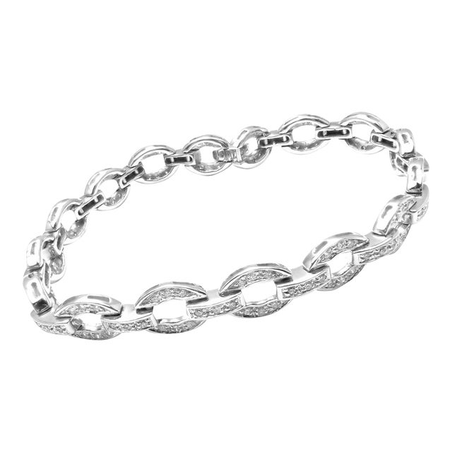 Damiani 18k White Gold Diamond Link Tennis Bracelet For Sale