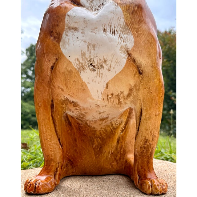Brown Italian Terracotta Boxer Dog Statue c.1960s For Sale - Image 8 of 17