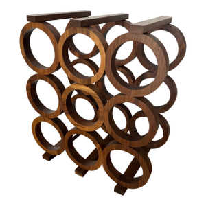 Mid-Century Modern Kustom Kraft Walnut 9-Bottle Wine Rack, Usa 1960s