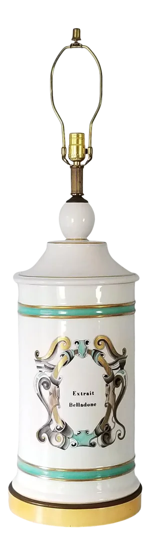 Tall French Porcelain Apothecary "it Belladone " Table Lamp