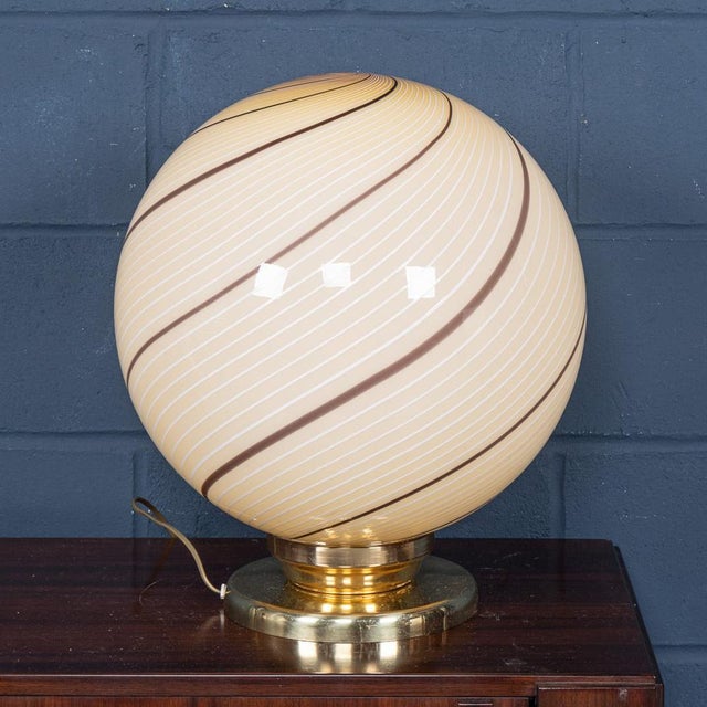 Glass Vintage 20th Century Italian Hand Blown Glass Table Lamp, Murano, 1980 For Sale - Image 7 of 18