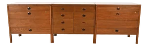 Edward Wormley for Dunbar Mid-Century Modern Walnut and Rosewood Three-Piece Executive Credenza, Circa 1960s