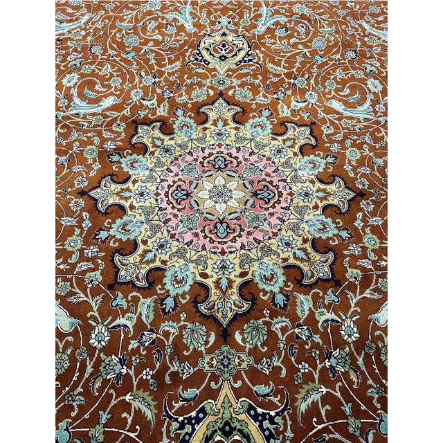 1980s Old Persian Tabriz Masterpiece Rug 9’11” X 13’7″ For Sale - Image 9 of 11
