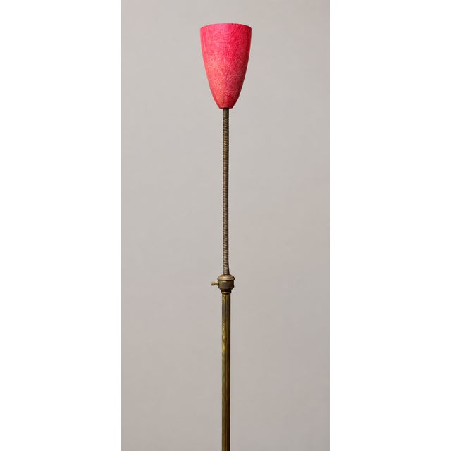 1950s Mid Century Modern Atomic Age Tall Gooseneck Floor Lamp With Brass Toned Base For Sale - Image 5 of 6