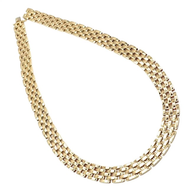 Contemporary 1990s Cartier Maillon Panthere Five-Row Wide 20" Long Yellow Gold Necklace For Sale - Image 3 of 10