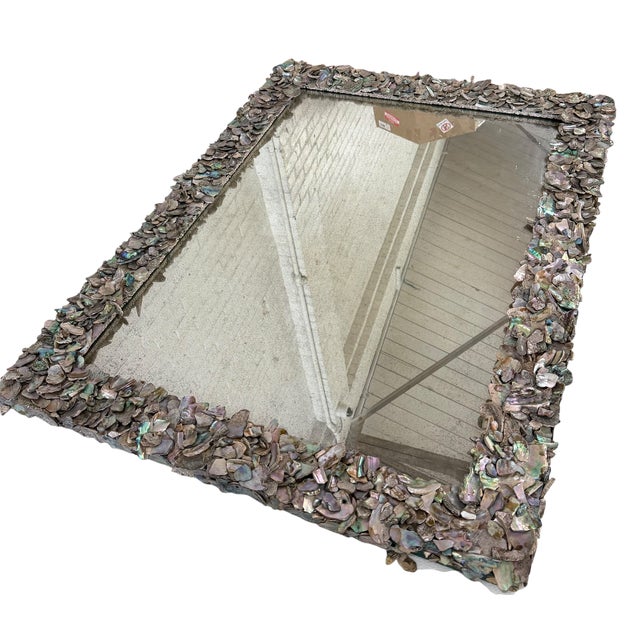 Modern 70’s Modern Designer Abalone Seashell Mirror For Sale - Image 3 of 7
