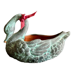 Vintage 1991 Terra Cotta Swan Planter Dish