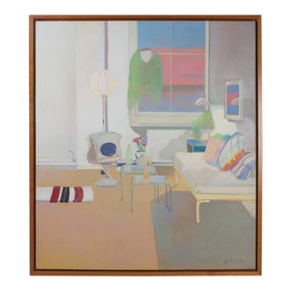 Modernist Oil on Canvas Painting by Leatrice Rose For Sale