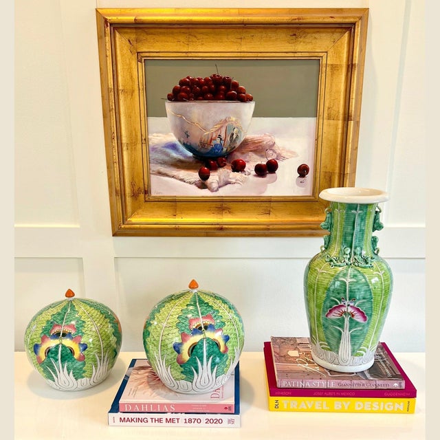 Hand-Painted Jingdezhen Porcelain Melon Jar With Finial Lid – Bok Choy Pattern For Sale In Washington DC - Image 6 of 6