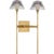 Metal Waterford for Visual Comfort Signature Blaze 19" 2 Light Tail Sconce in Natural Brass with Clear Crystal For Sale - Image 7 of 14