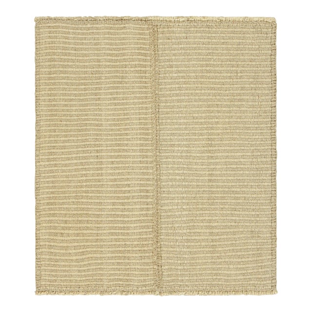 Rug & Kilim’s Contemporary Kilim With Textural Beige and Brown Stripes For Sale