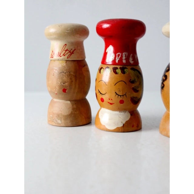 Mid-Century Wooden Salt & Pepper Shakers - 8 Piece For Sale - Image 9 of 13