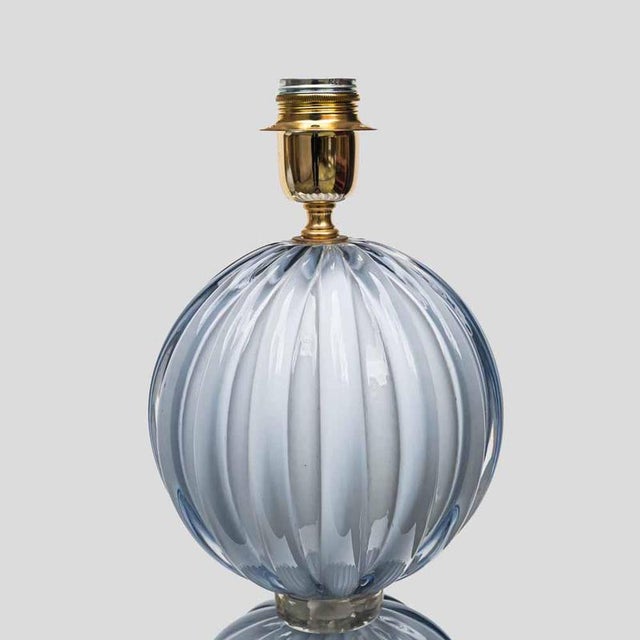 Light Pale Blue-Grey Blown Murano Glass Table Lamps, 1980s, Set of 2 For Sale - Image 10 of 12
