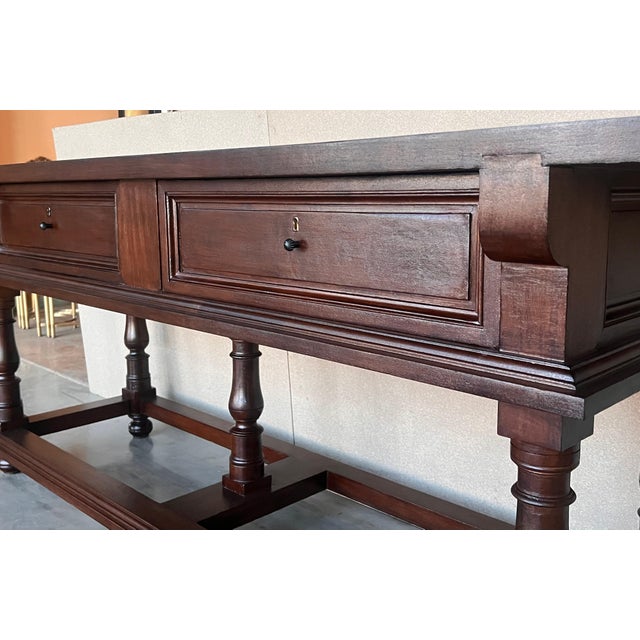 Early 20th Large Console Table with two drawers For Sale - Image 11 of 18