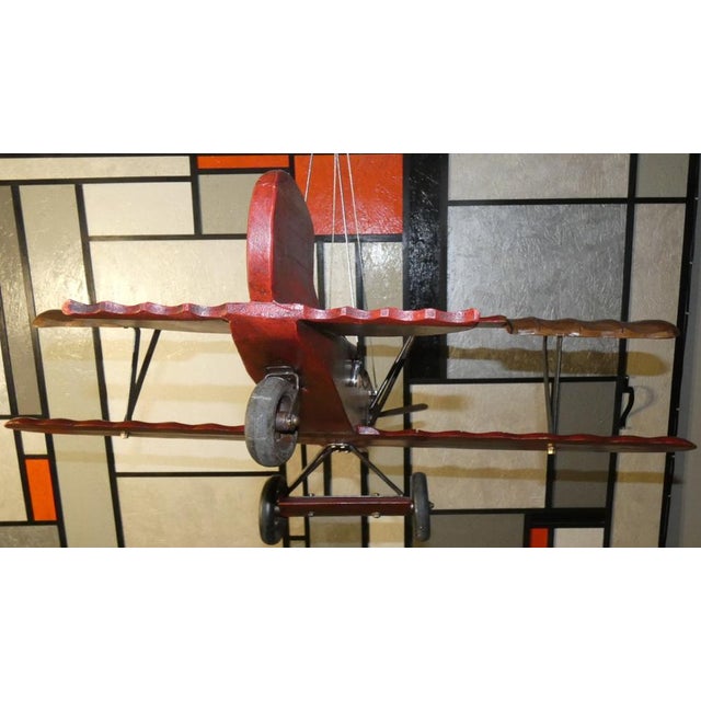 Hand-Painted Wooden Francesco Baracca SPAD S.XIII Model Plane, Italy, 1940s For Sale - Image 4 of 18