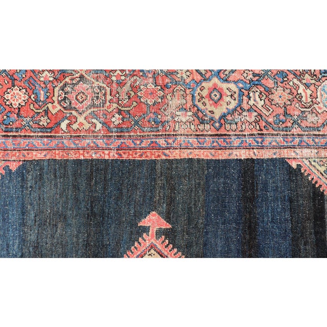 Antique Persian Sultanabad Rug With Medallion on a Navy Blue Field For Sale - Image 10 of 15