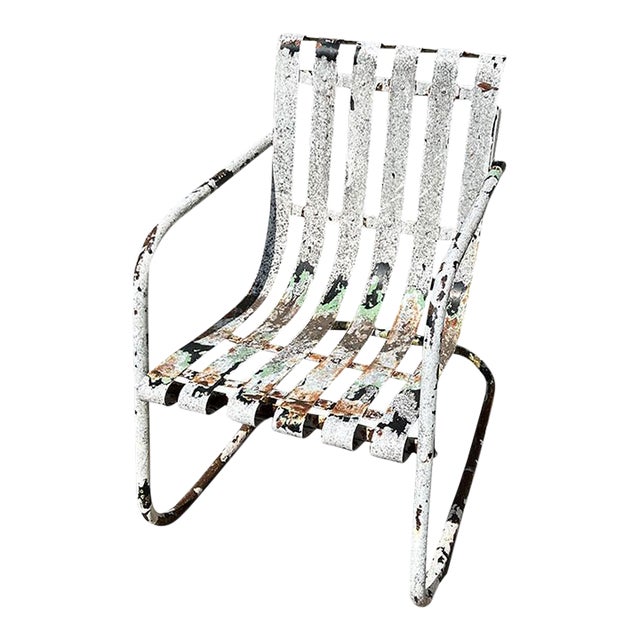 Mid 20th Century Metal Outdoor Cantilever Patio Arm Chair For Sale