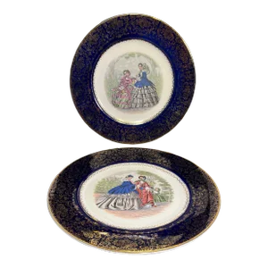 Pair of Mid 20th Century Salem China Co Porcelain Imperial Service Plates with 23kt Gold