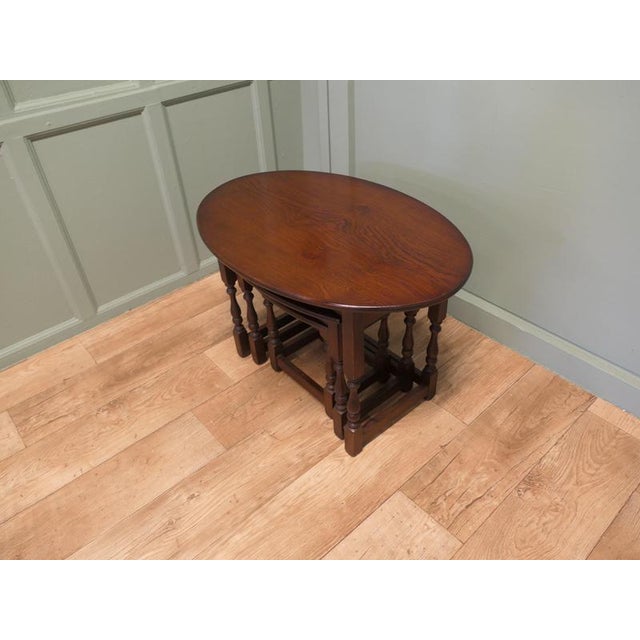 Oval Nesting Tables in Oak, 1930, Set of 3 For Sale - Image 4 of 8