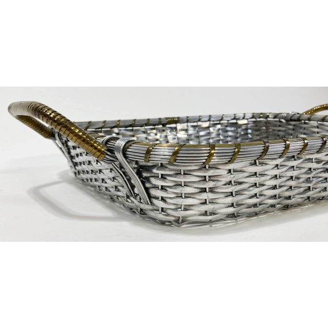 Vintage French Style Silverplate Woven Basket Tray For Sale - Image 10 of 10