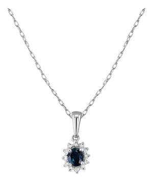 Oval Sapphire Diamond Halo Necklace