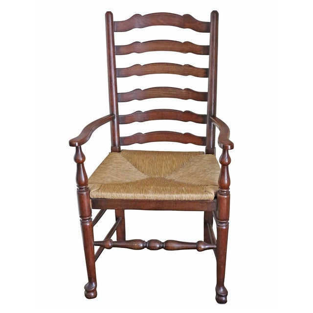 Vintage Ladder-Back Dining Chairs with Wicker Seats, 1970, Set of 8 For Sale - Image 10 of 10