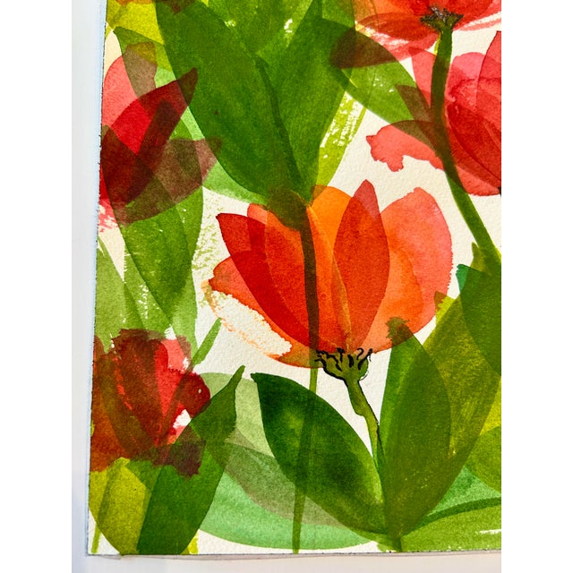 2020s Watercolor Original Painting “Red Tissue Poppies” For Sale - Image 5 of 8