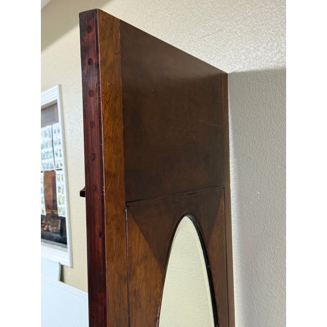 Brown Ornately Carved Wood Door With Beveled Oval Glass For Sale - Image 8 of 16