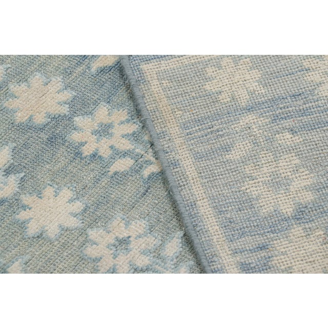 Textile Rug & Kilim’s Modern Block Print Rug in Blue with White Floral Patterns - 12x15 For Sale - Image 7 of 7