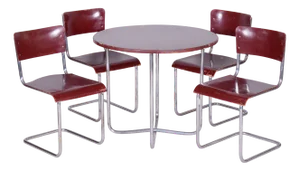 Czech Bauhaus Chrome Dining Table and Chairs attributed to Hynek Gottwald, 1930s, Set of 5
