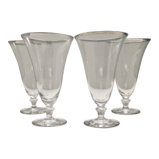 1960s Platinum Rimmed Footed Water Glasses - Set of 4 For Sale
