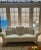Contemporary White Fabric Sofa With Swirl Pattern, Blond Wood Curved Legs For Sale - Image 4 of 8